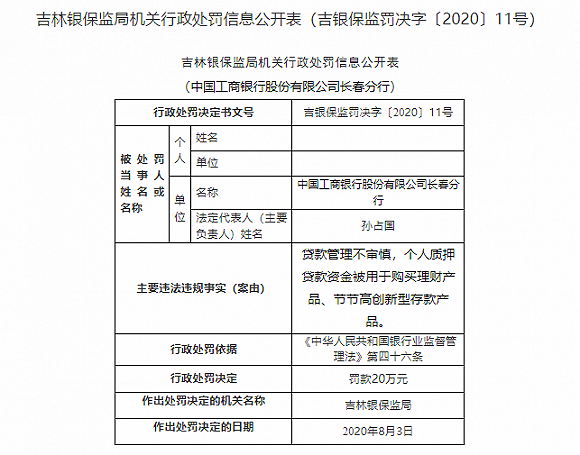 浙江海盐农商银行被罚140万元：因个人贷款管理不审慎导致形成不良等