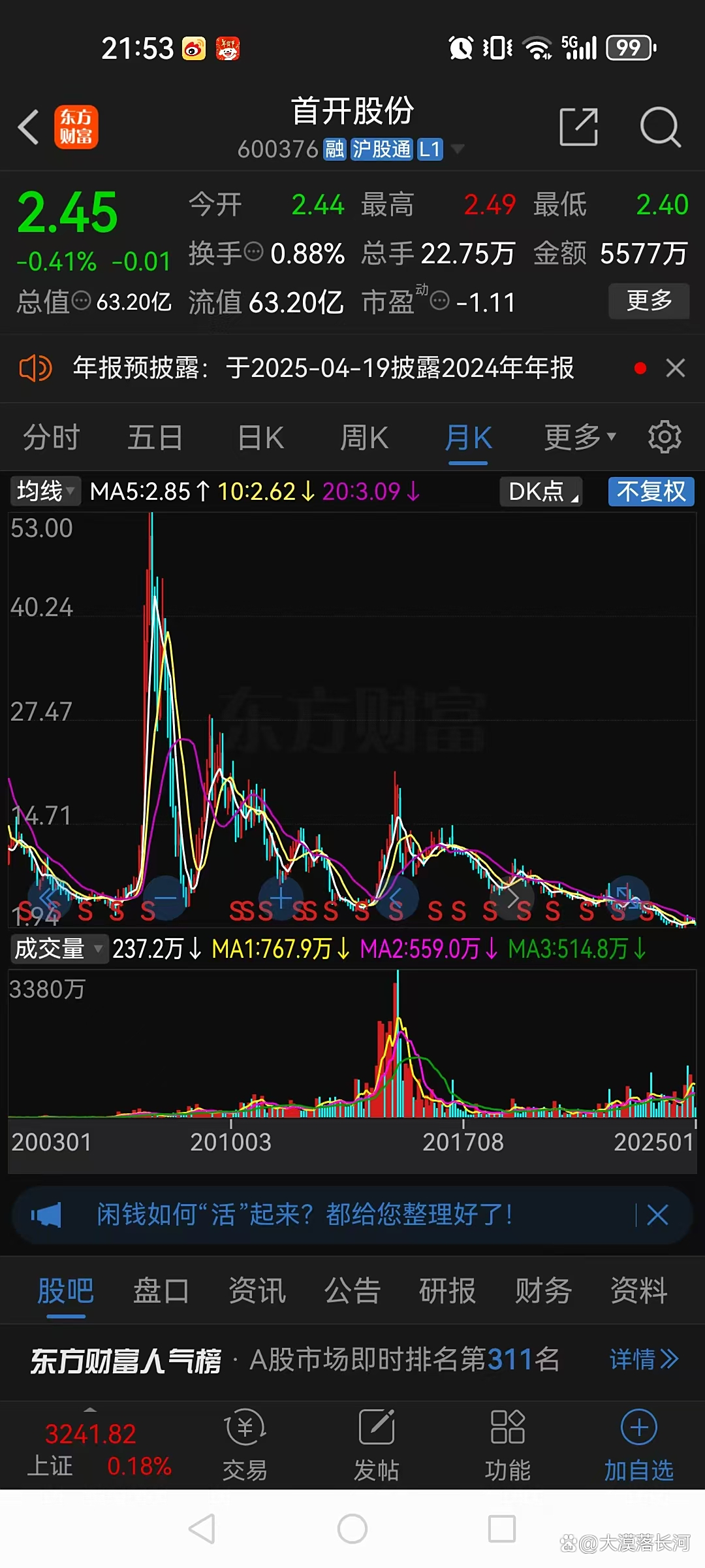 首开股份：预计上半年亏损16亿元至21亿元