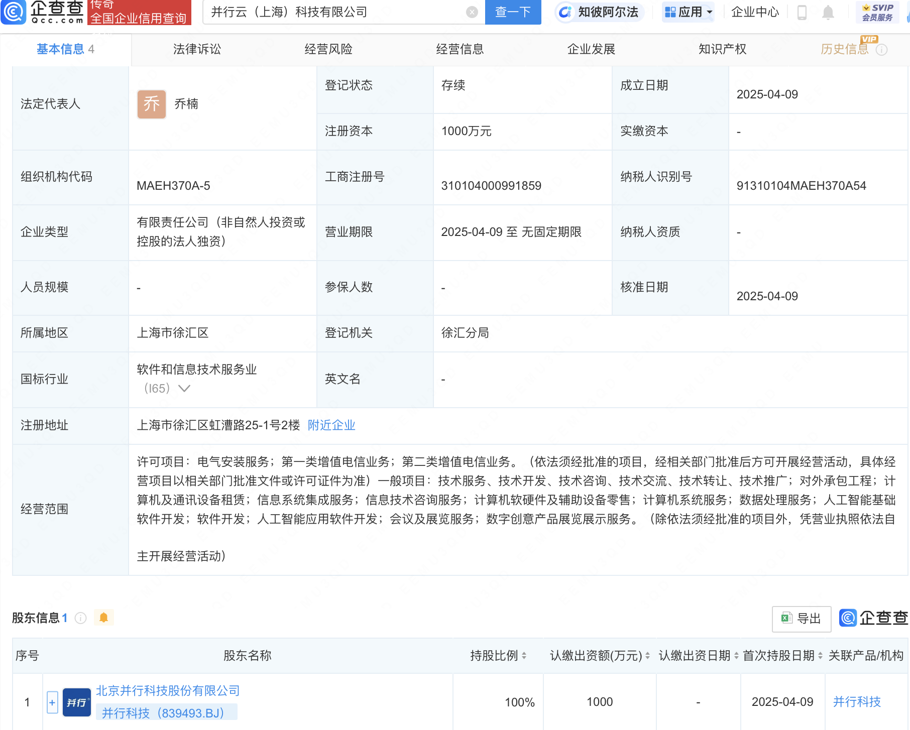 申昊科技等成立新公司，含AI相关业务