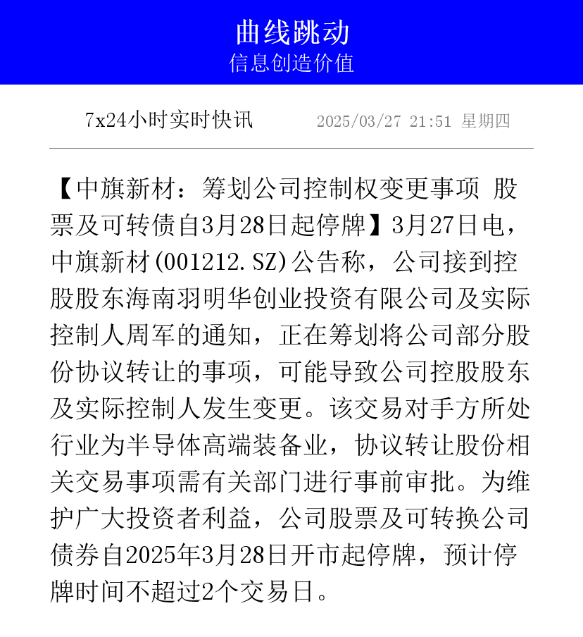 江特电机筹划控制权变更，明起停牌