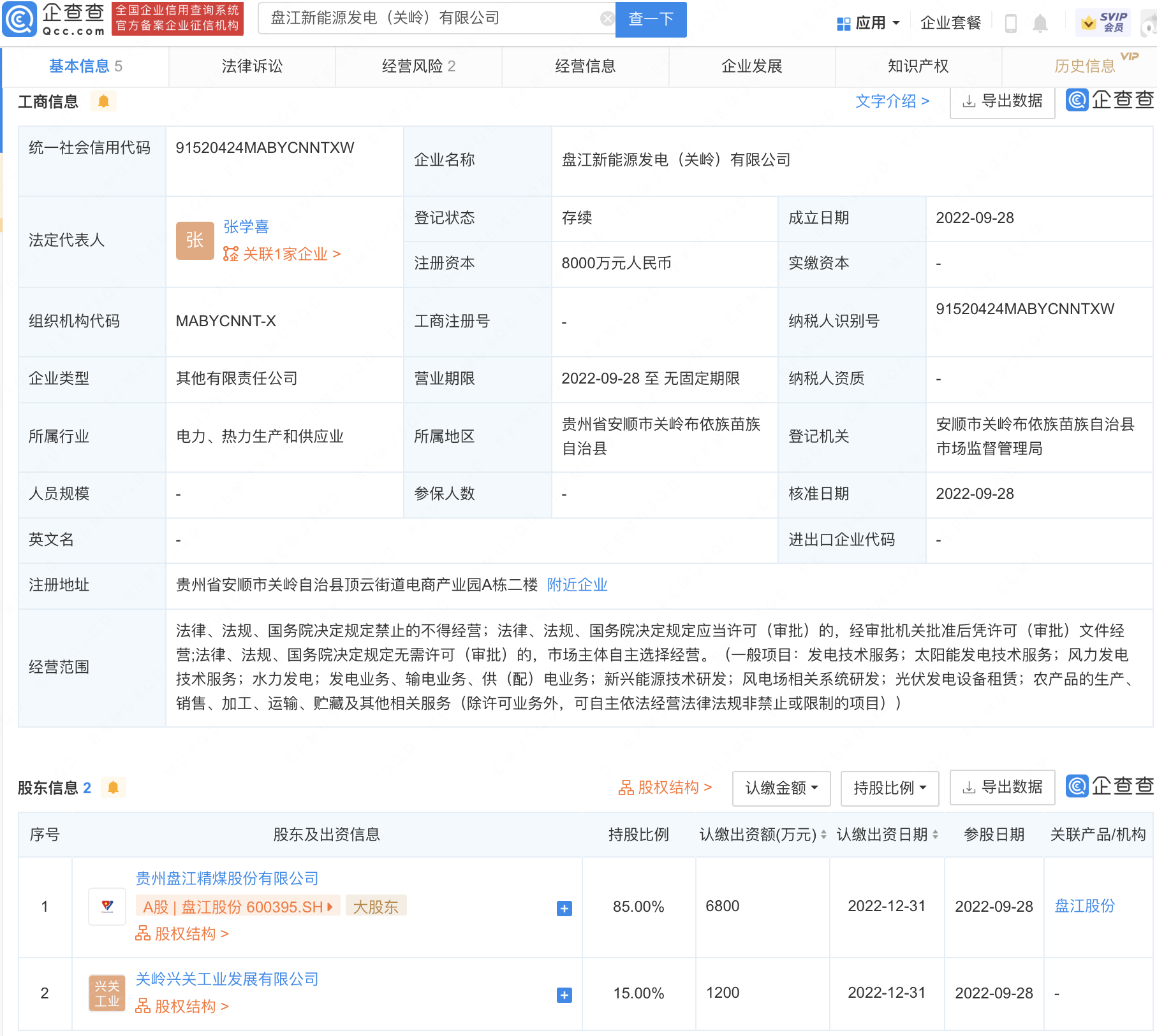 盘江股份：拟向新能源镇宁公司增加投资5580万元