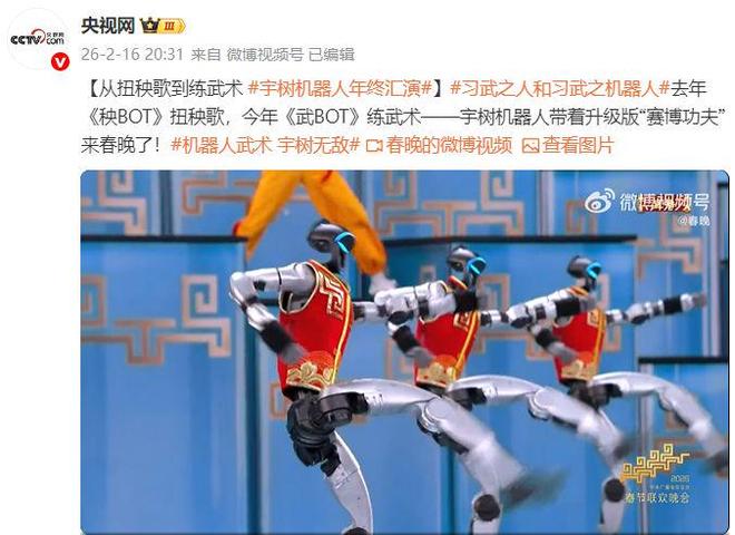 以“武”会春 宇树机器人春晚秀出“赛博功夫”